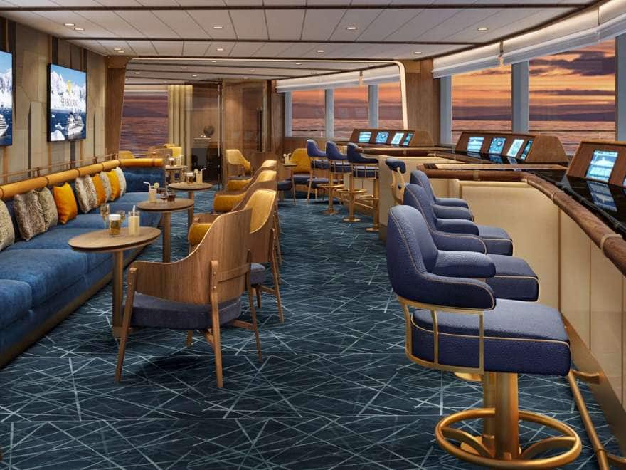 Seabourn Venture: View of the Bow lounge on a small ship cruise