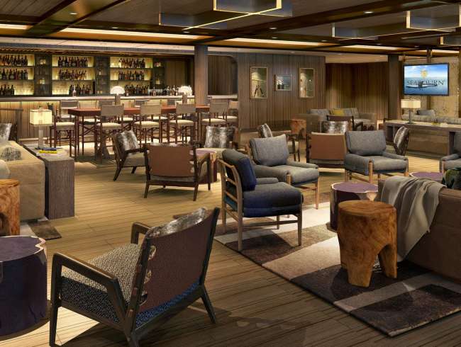 View of the Seabourn Venture Expedition Lounge on a small ship cruise