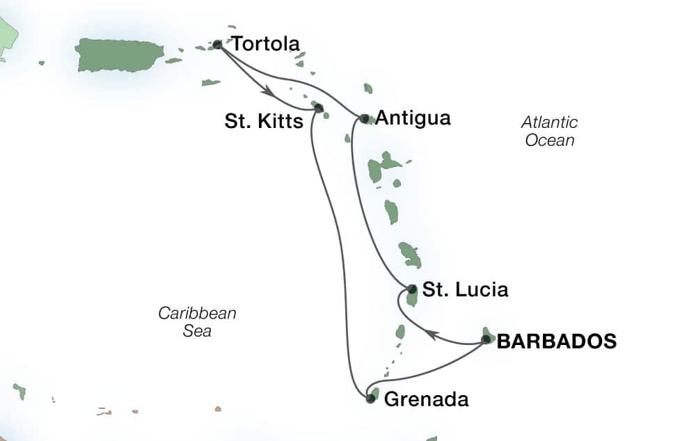 2021 Karibik – Karte der Reiseroute