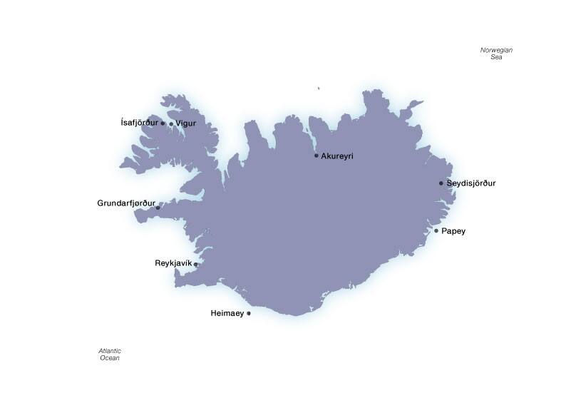 Seabourn's Iceland ports map