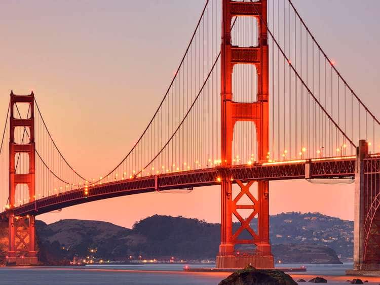 San Francisco Bay and Golden Gate Bridge, San Francisco, California, USA