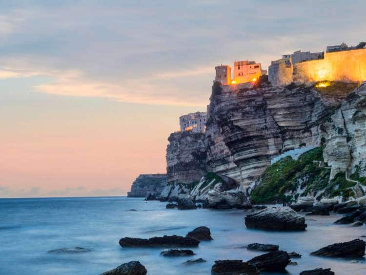 France, Corsica, Bonifacio, Mediterranean sea, Citadel and cliffs