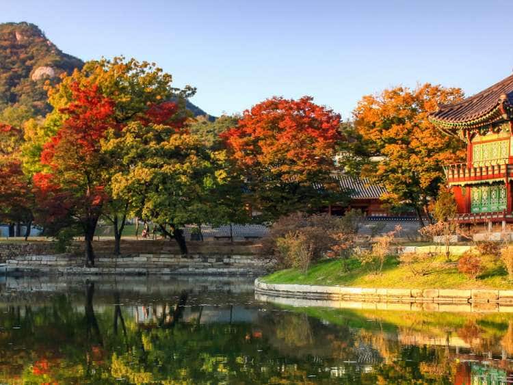 Hyangwonjeong Pavilion at Gyeongbokgung Palace, Seoul, South Korea, Korea