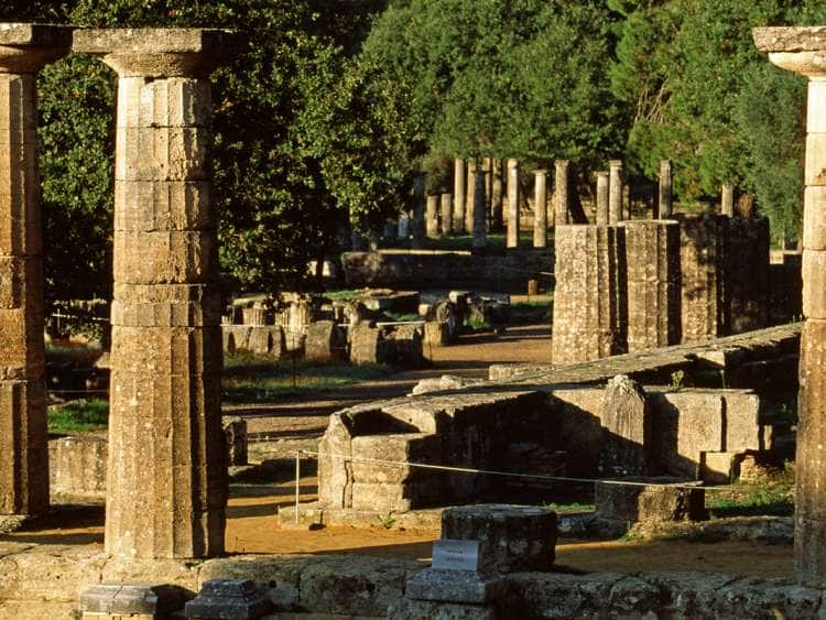 Greece, Peloponnese, Mediterranean area, Ilia, Olympia archaeological park, Temple of Hera