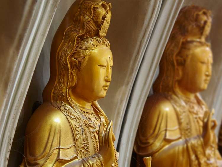 Malaysia, Penang, Penang Island, George Town, Buddhist statues at Kek Lok Si Temple, Georgetown