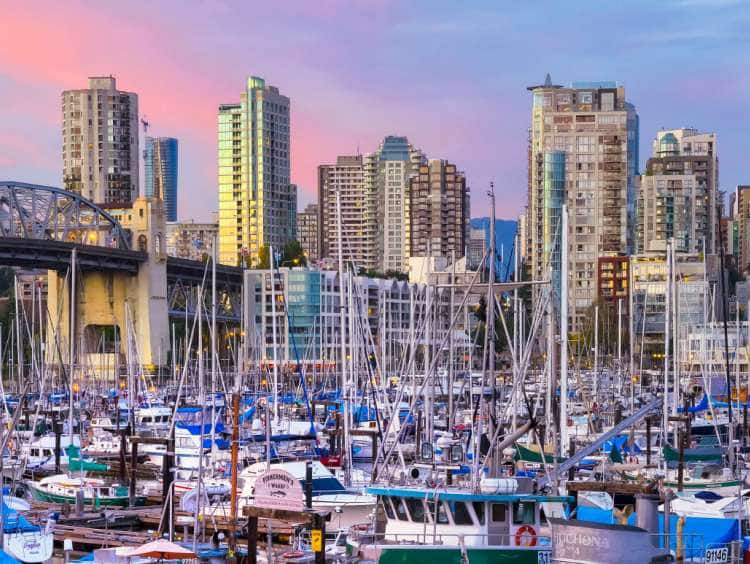 Canada, British Columbia, Vancouver, Fisherman's Wharf, Burrard Street Bridge