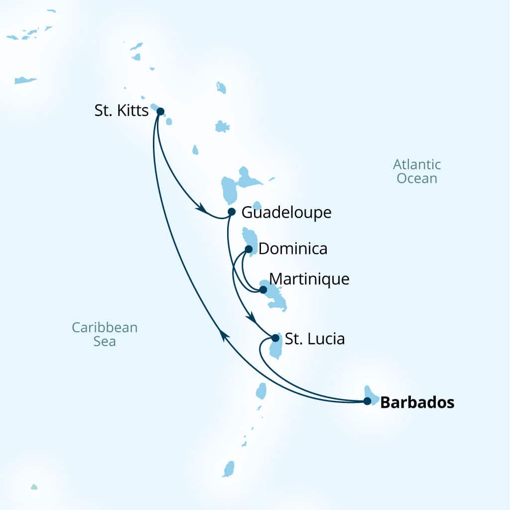 Itinerary map of 7-Day Caribbean Gems