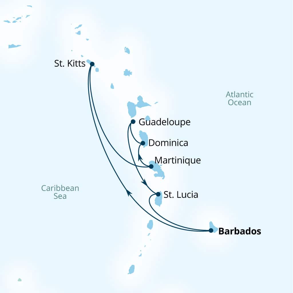 Itinerary map of 7-Day Caribbean Gems