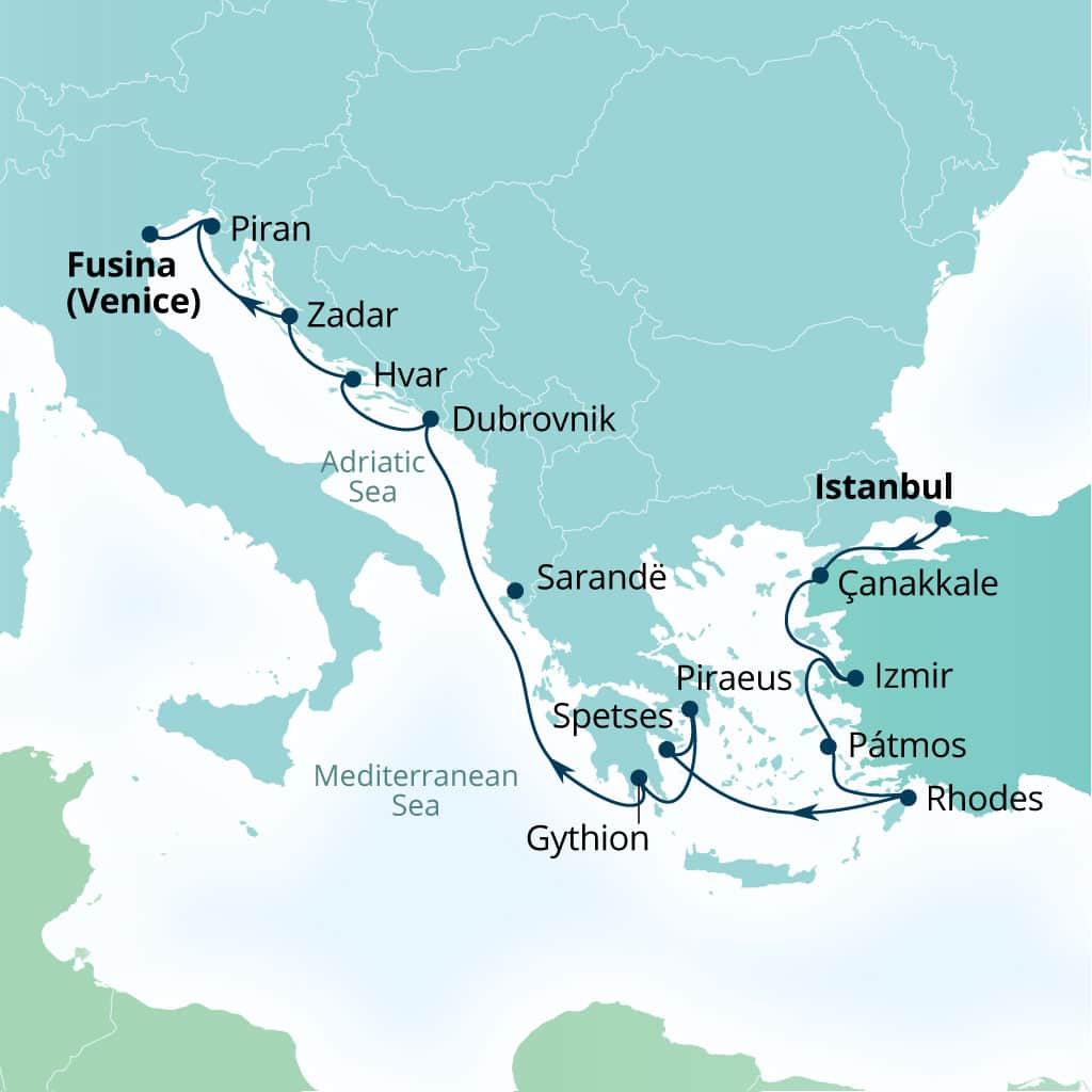 Itinerary map of 14-Day Jewels Of The Adriatic & Aegean