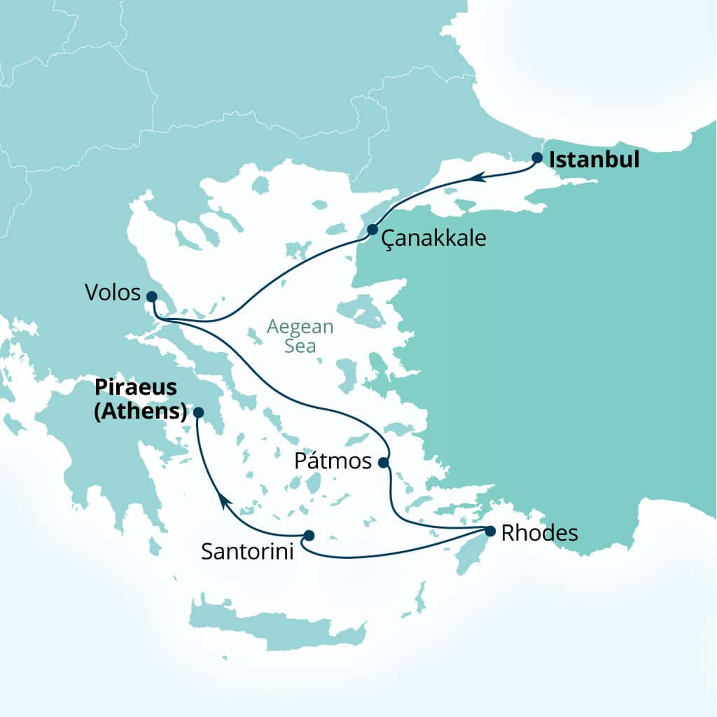 Itinerary map of 7-Day Hidden Gems Of Turkey & Greece