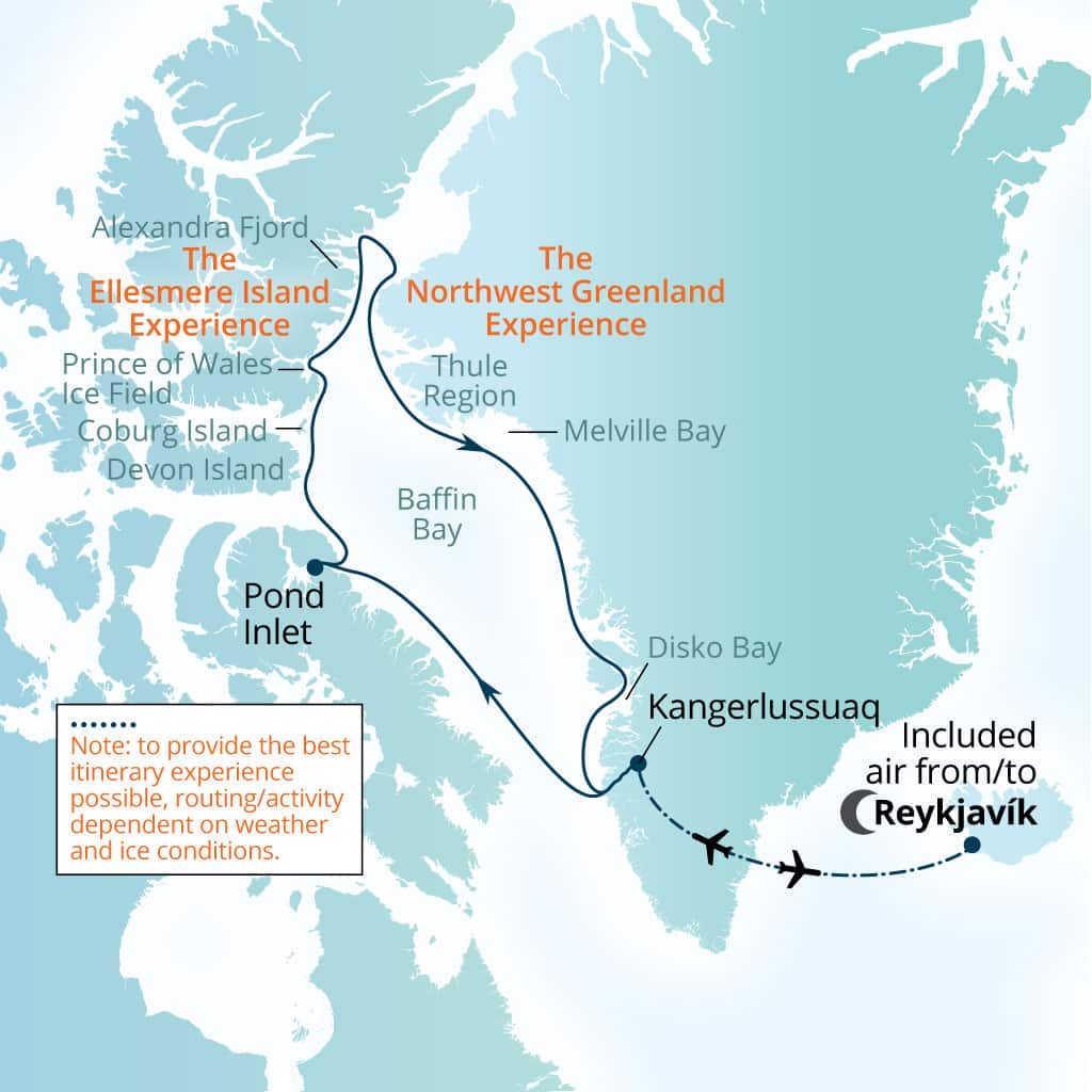 Itinerary map of 14-Day The High Arctic: Beyond Baffin Bay