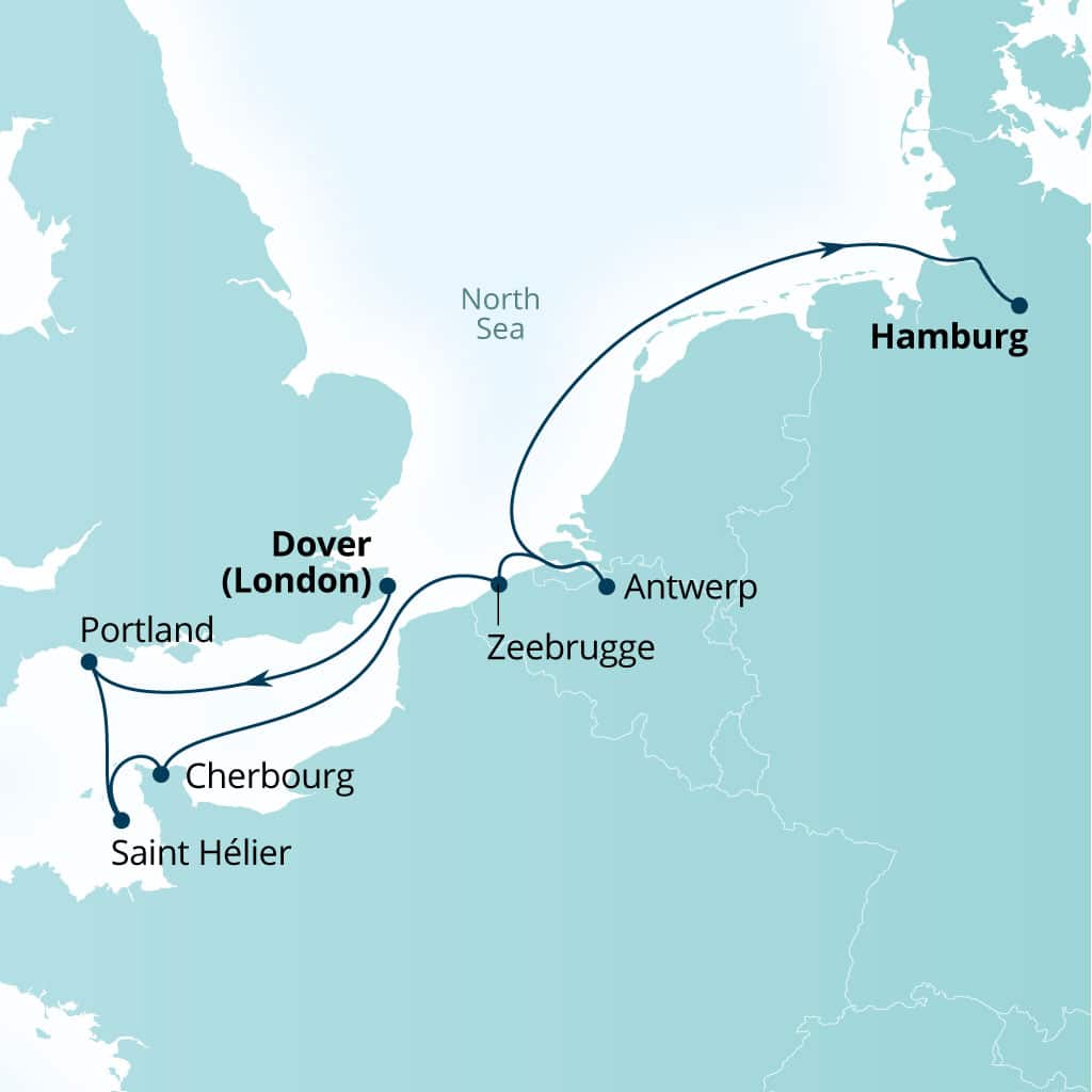 Itinerary map of 7-Day Exploring Stonehenge, Antwerp & Beyond