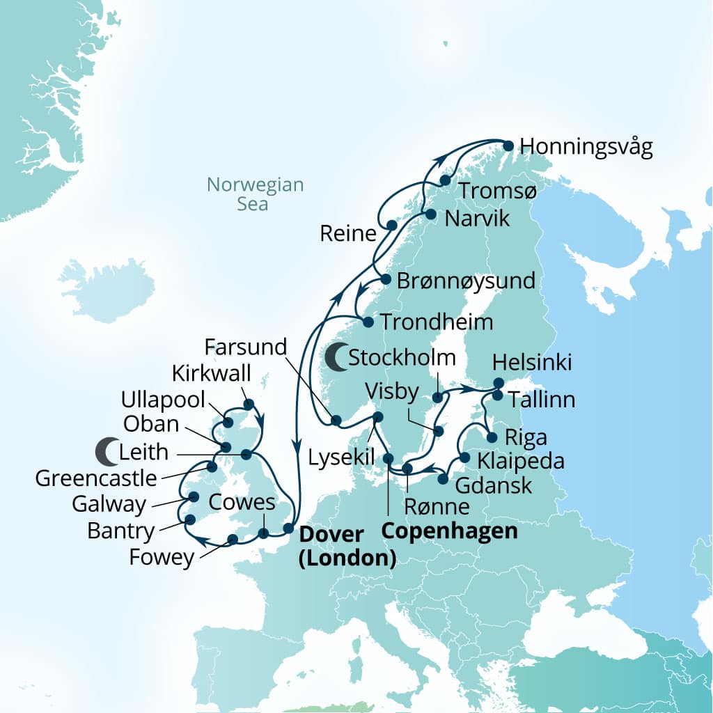 Itinerary map of 40-Day Hidden Gems Of The Midnight Sun