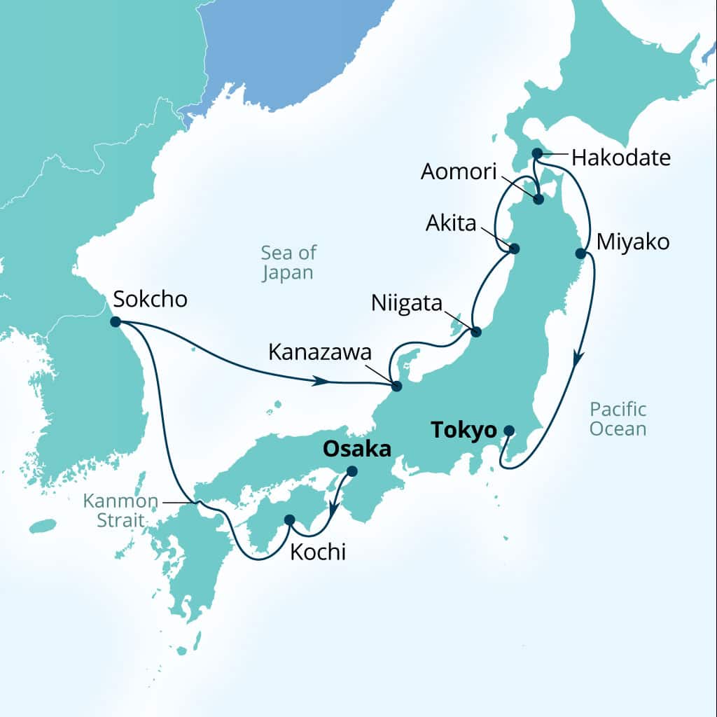 Itinerary map of 12-Day Harvest Horizons: Japan's Coastal Charms
