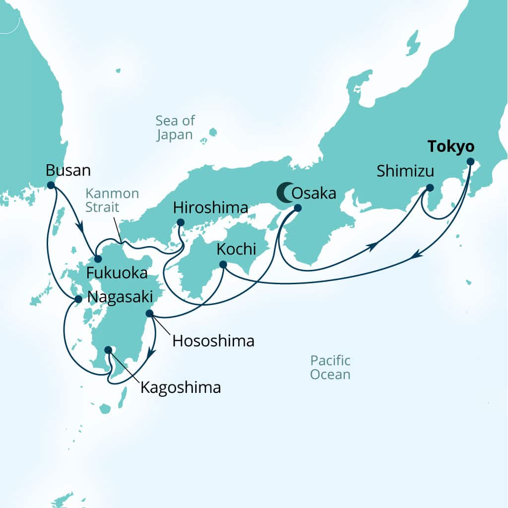 Itinerary map of 14-Day Japan's Crafts & Cherry Blossoms