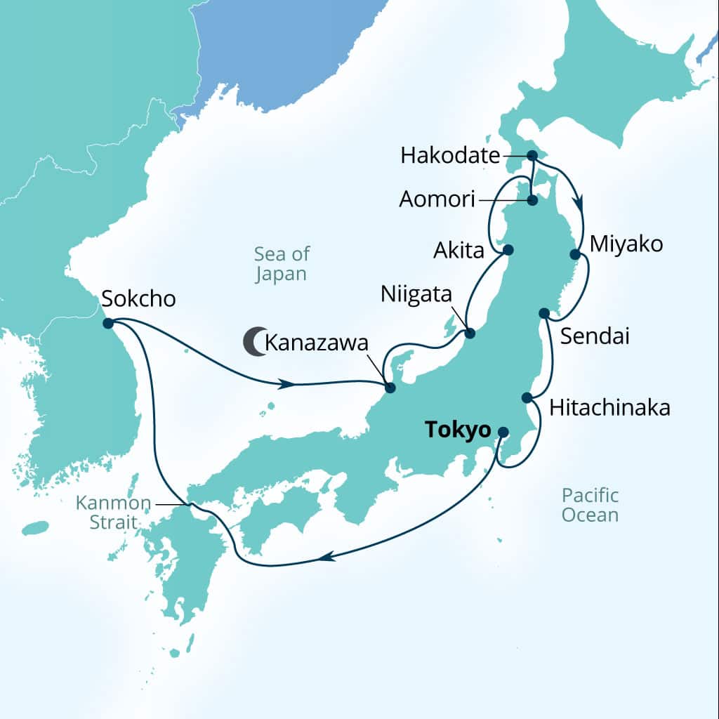 Itinerary map of 14-Day Harvest Horizons: Japan's Coastal Charms