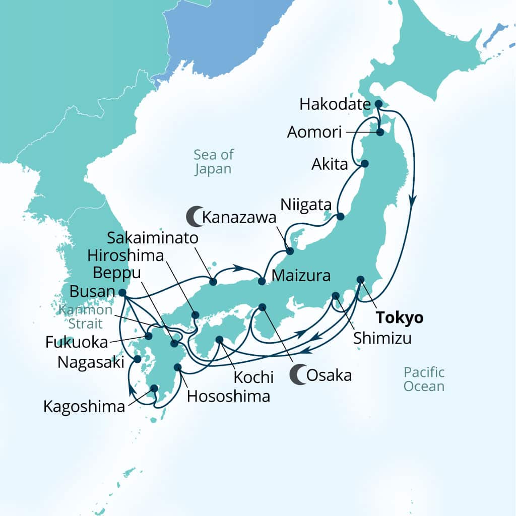 Itinerary map of 28-Day Japan's Crafts & Cherry Blossoms