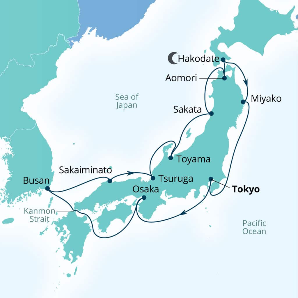 Itinerary map of 14-Day Japan's Hidden Harbors In Autumn