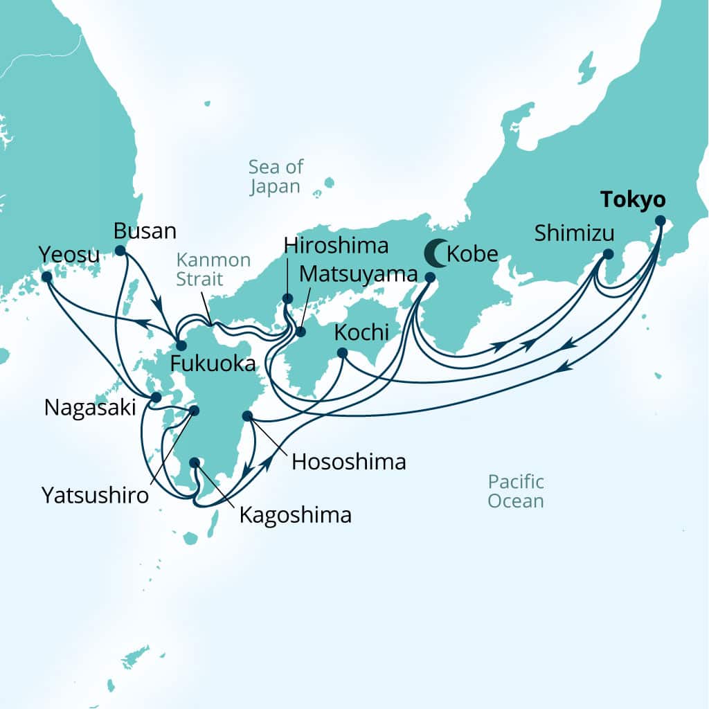 Itinerary map of 28-Day Japan's Cherry Blossom Exploration