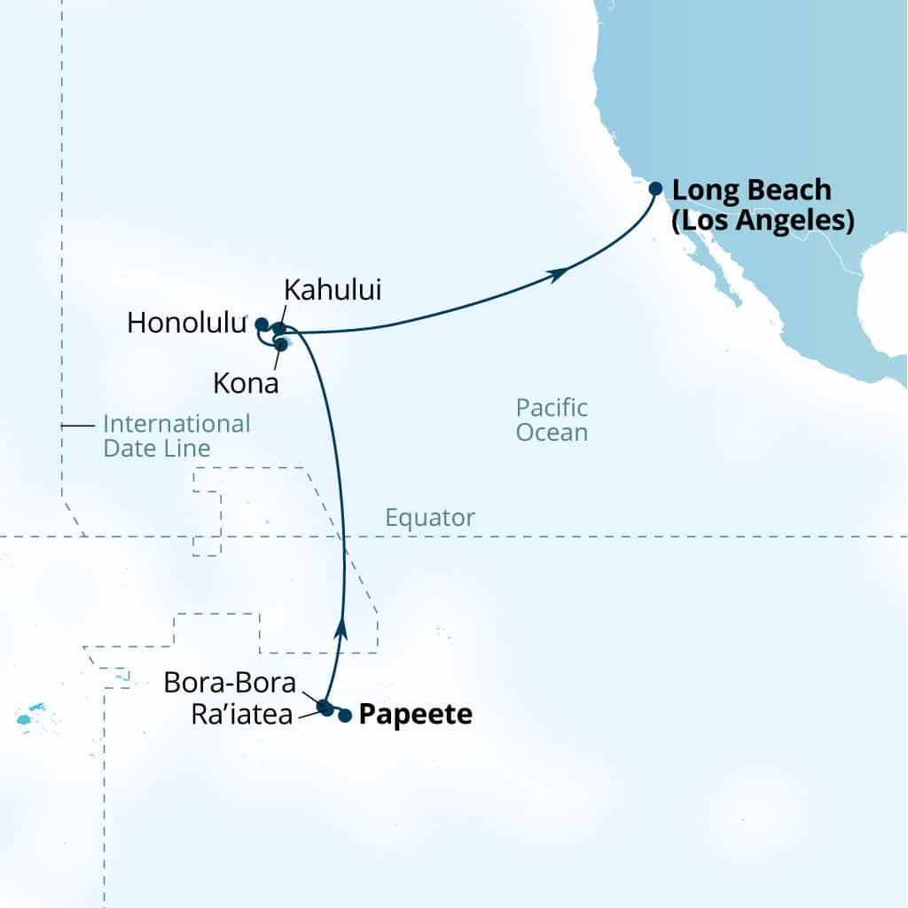 Itinerary map of 19-Day Polynesia Pacific Passage