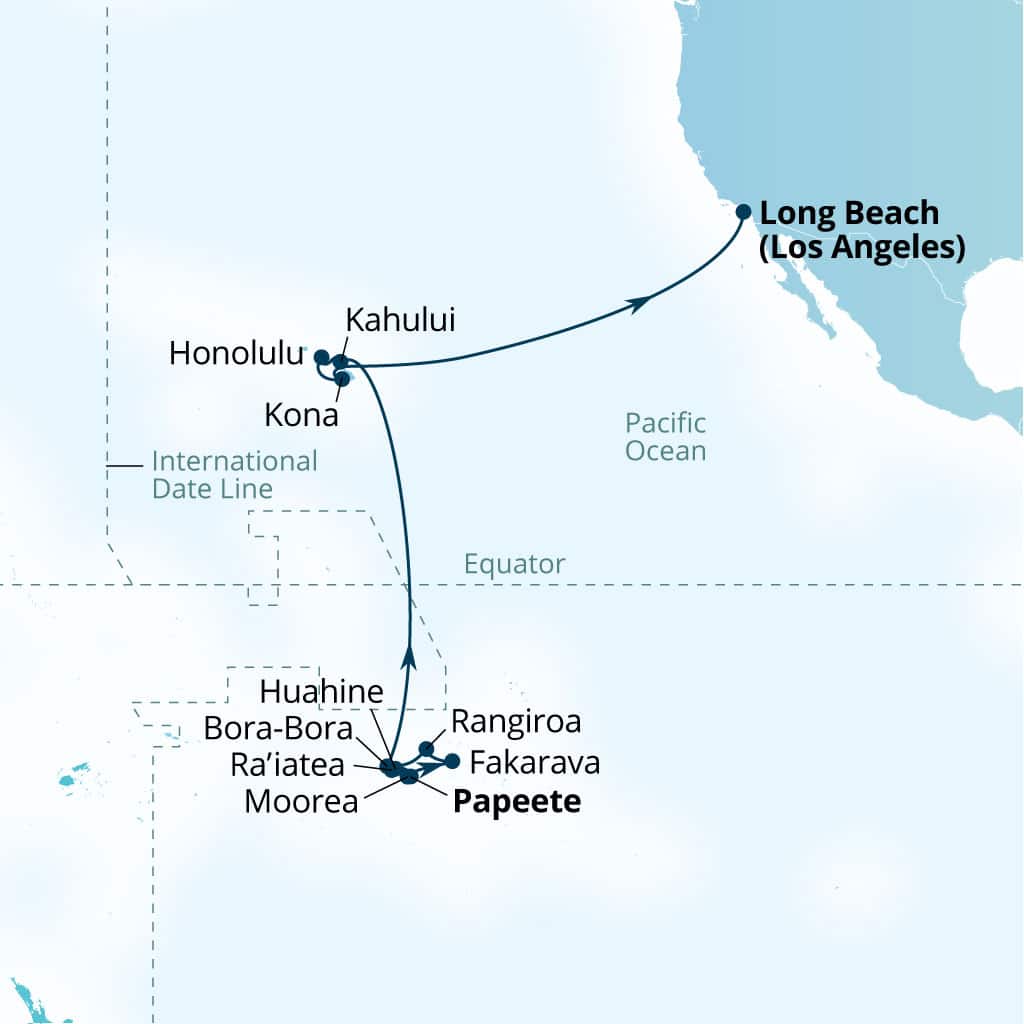 Itinerary map of 29-Day Splendors Of Hawaii & Polynesia