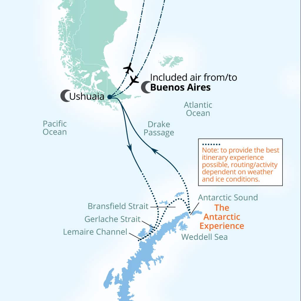 Itinerary map of 11-Day The Great White Continent