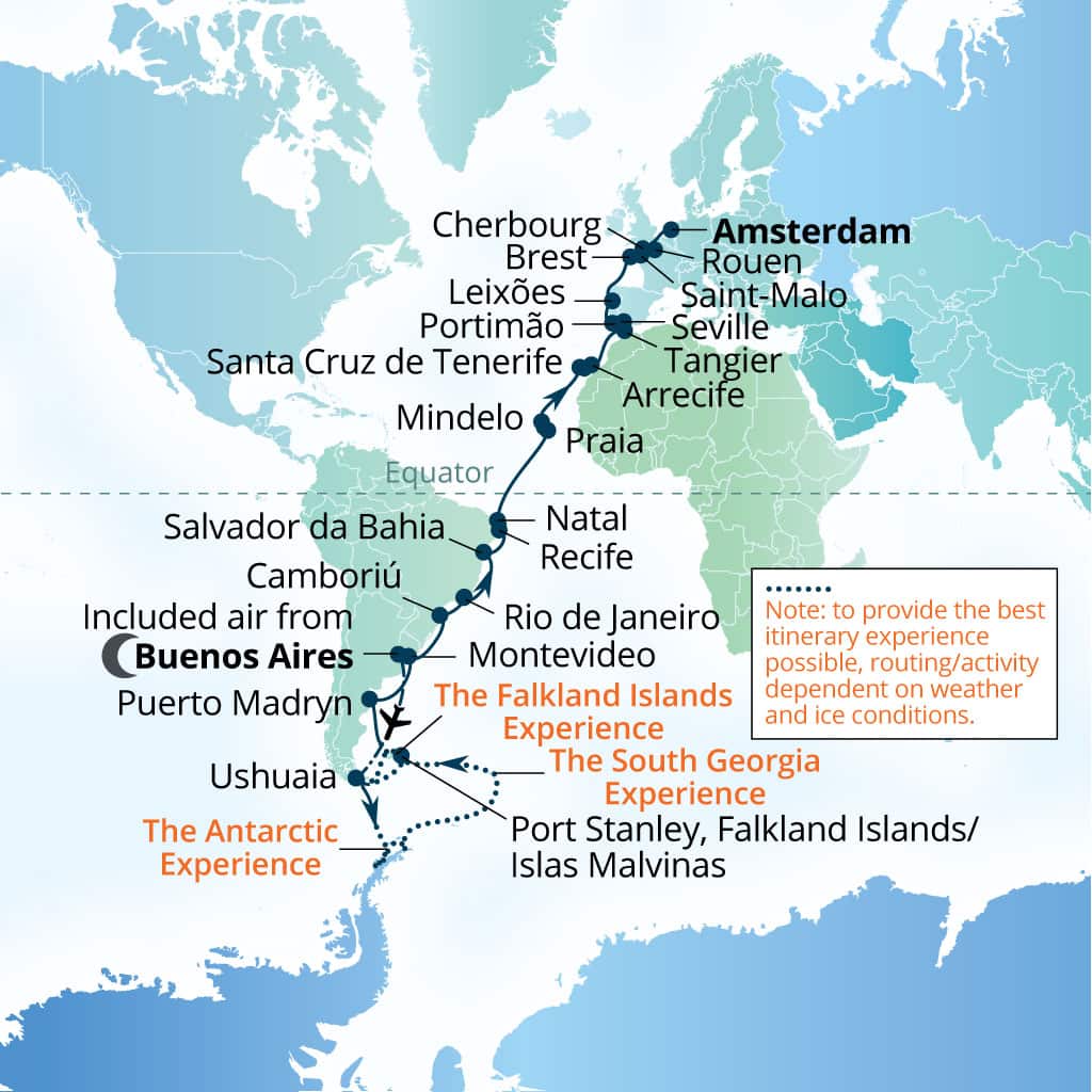Itinerary map of 66-Day From The Scotia Arc To Storied Spanish   Coasts
