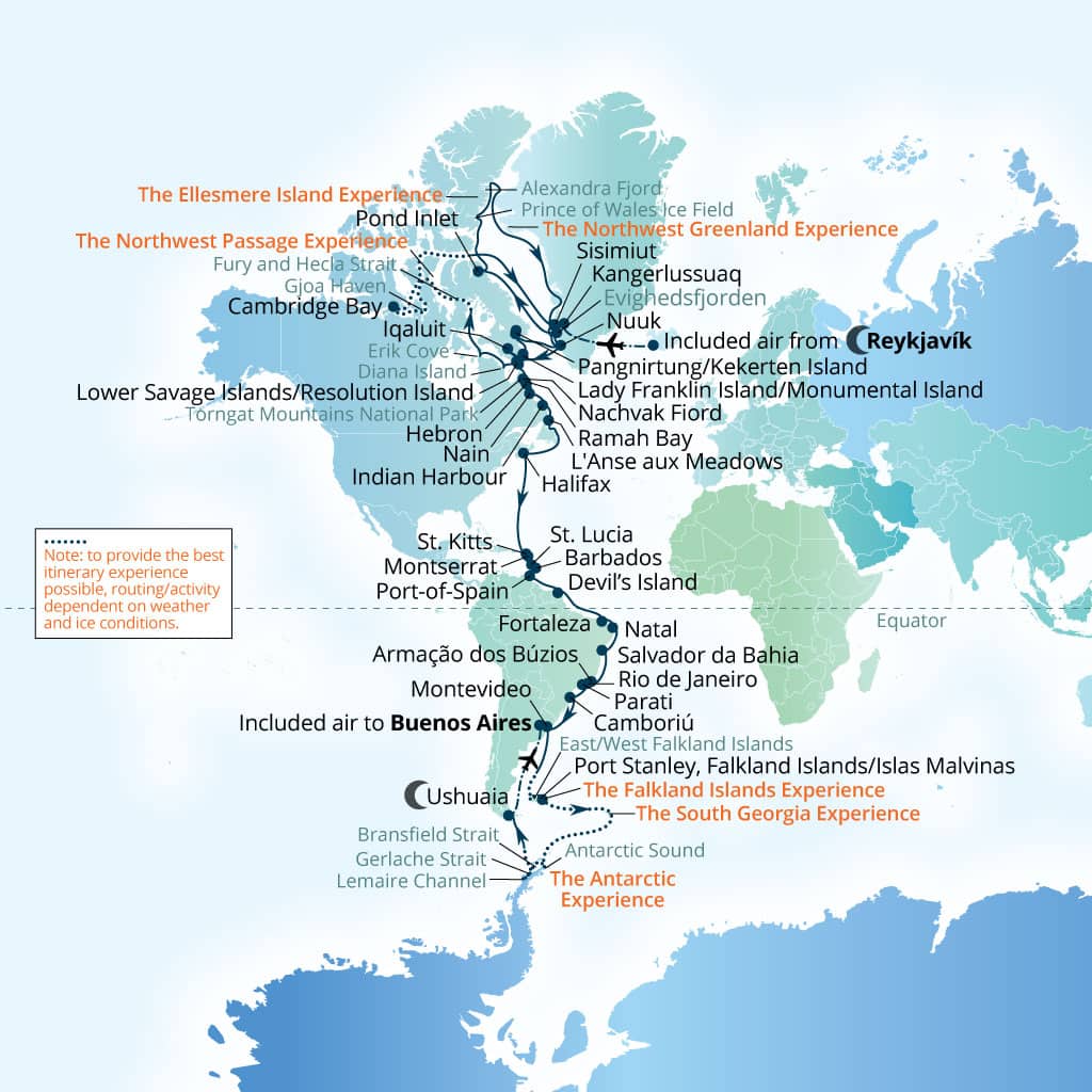 Itinerary map of 94-Day Grand Expedition: Pole To Pole