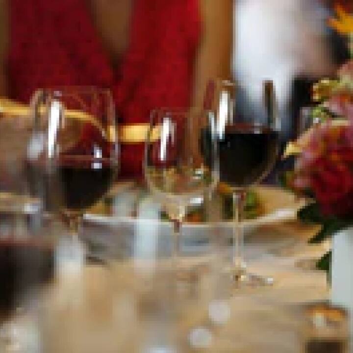 Dining with glasses of wine