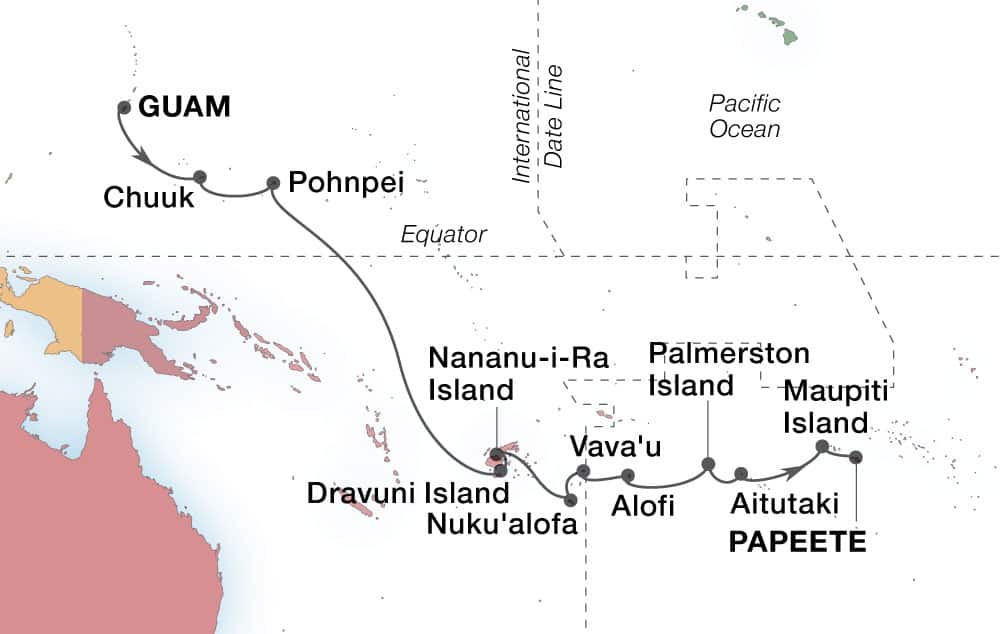 21-Day Coral Reefs & Pacific Culture Voyage Map