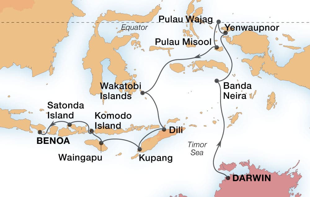 14-Day Indonesian Discovery Voyage Map