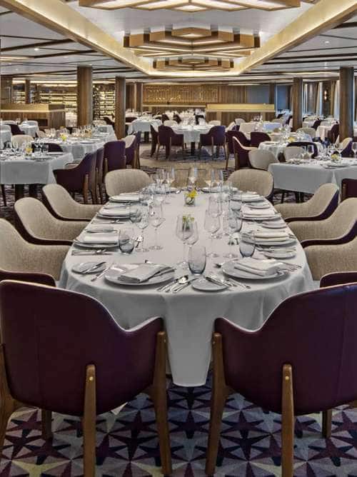 Dine in The Restaurant on a Seabourn luxury cruise.