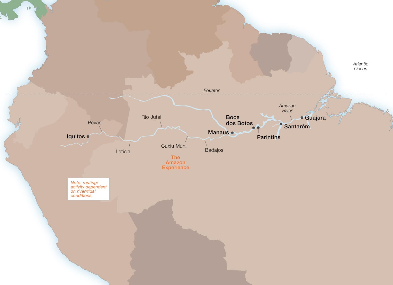 Seabourn's Amazon ports map
