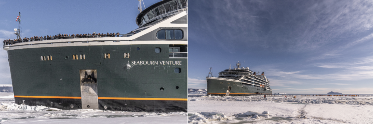 Images of Seabourn Venture in Antarctic ice
