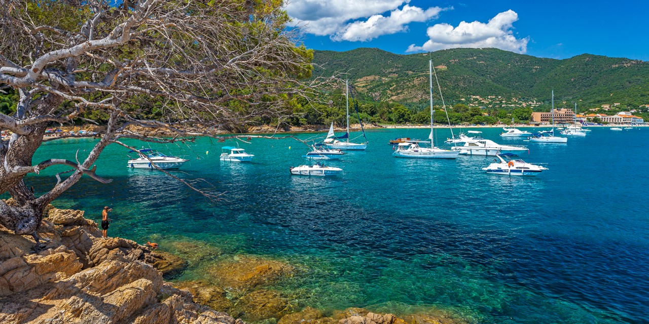 Le Layet Bay and Beach near Le Lavandou, Var, Provence-Alpes-Cote d'Azur, France