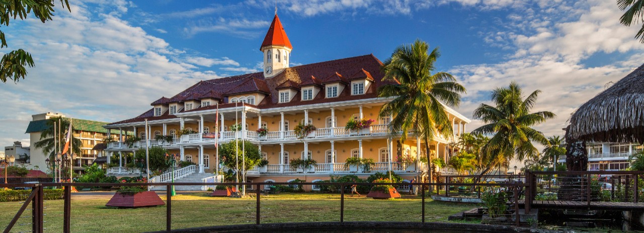 French Polynesia, Society Islands, Tahiti, South Seas, Town Hall, Mairie de Papeete in Papeete on Tahiti Nui Peninsula