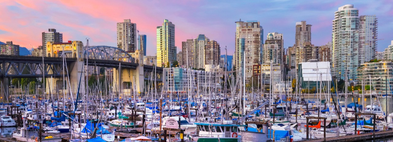 Canada, British Columbia, Vancouver, Fisherman's Wharf, Burrard Street Bridge