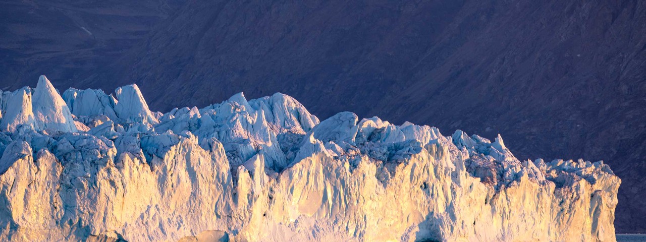 Long white ridge glacier in Sydkap Greenland