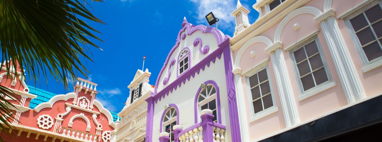 Colorful buildings in Oranjestad, Aruba.