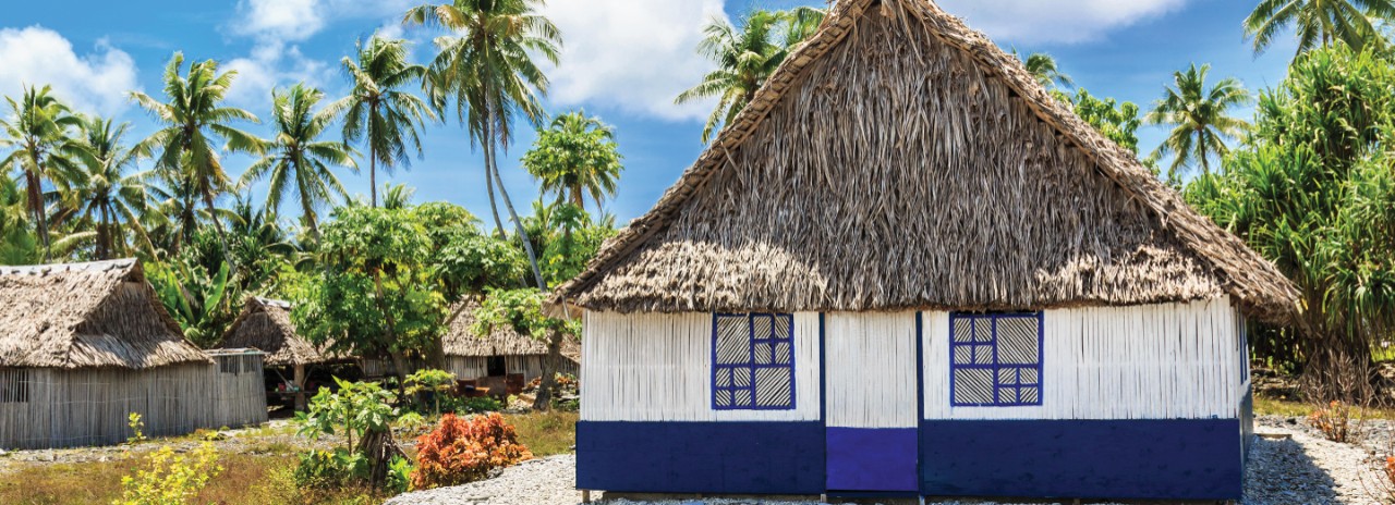 HBX730 Tabuaeran, Fanning Island traditional house. Republic of Kiribati