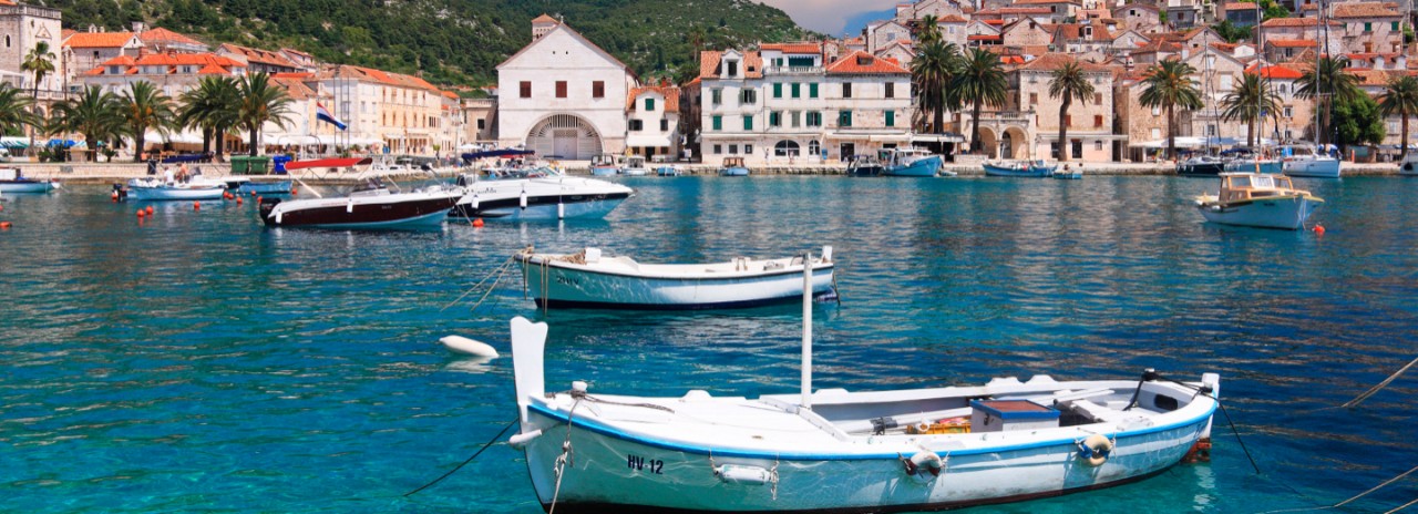 Harbor in the Old Town of Hvar, Hvar Island, Dalmatia, Croatia