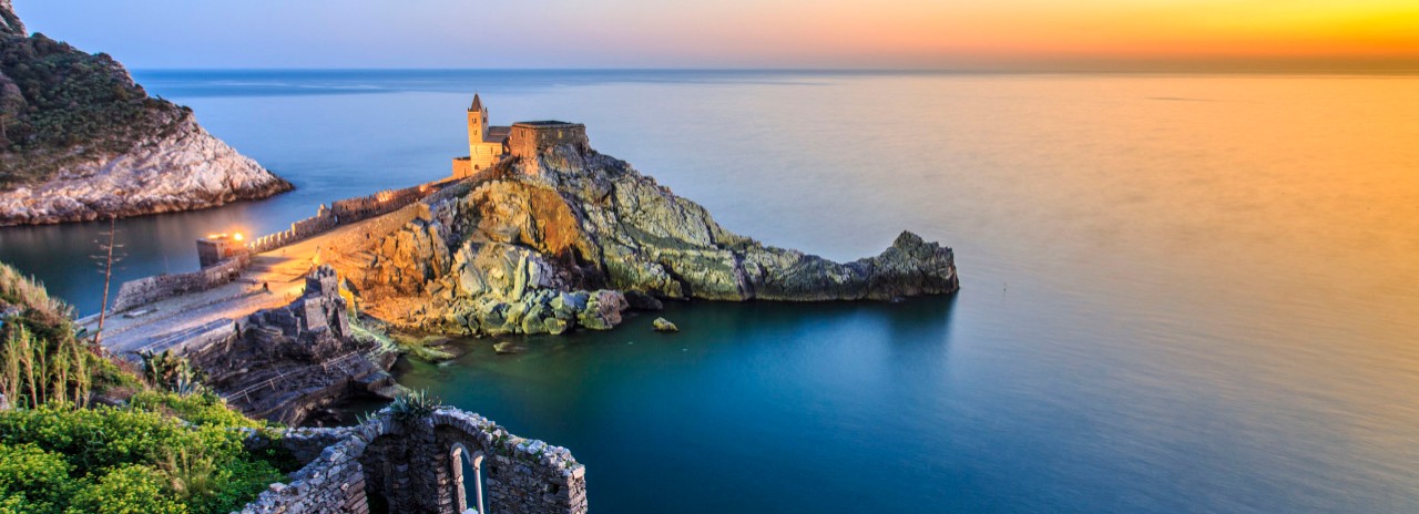 .  Italy, Liguria, La Spezia district, Mediterranean sea, Ligurian sea, Ligurian Riviera, Portovenere, Church of Saint Peter in Porto Venere