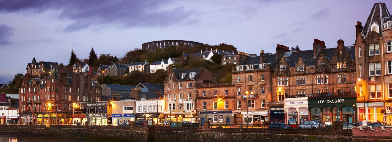 Scotland, Argyll and Bute, Oban, Oban at night