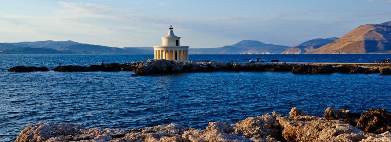 Greece, Ionian Islands, Mediterranean sea, Cephalonia Island, Kefalonia, Argostolion, Saint Theodoron Lighthouse