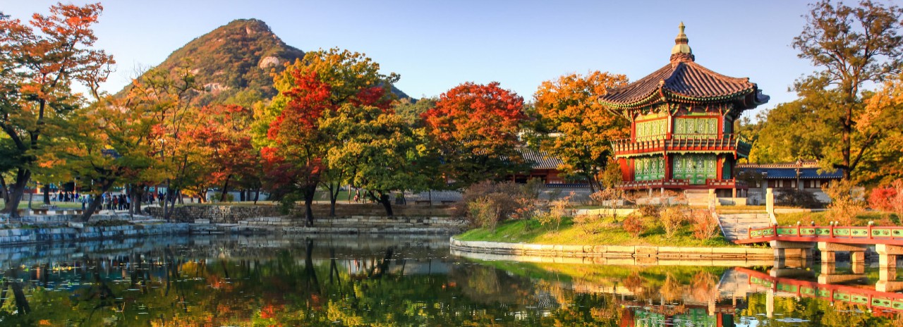 Hyangwonjeong Pavilion at Gyeongbokgung Palace, Seoul, South Korea, Korea