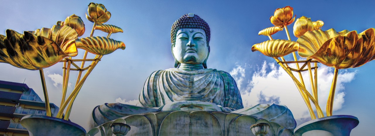 Hyogo Daibutsu Buddha statue in Kobe, Japan, one of the ports visited on a luxury, all-inclusive, Seabourn cruise.