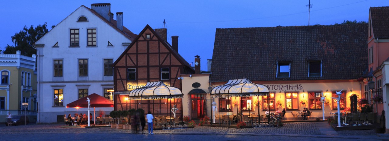 Lithuania, Klaipeda, Baltic States, Klaipeda, Theatre square, restaurant