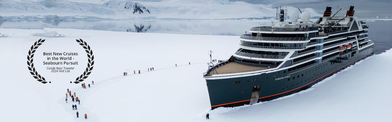 Seabourn Pursuit Expedition ship shown in Antarctica was awarded Best New Cruises in the World - Seabourn Pursuit by Conde Nast Traveler