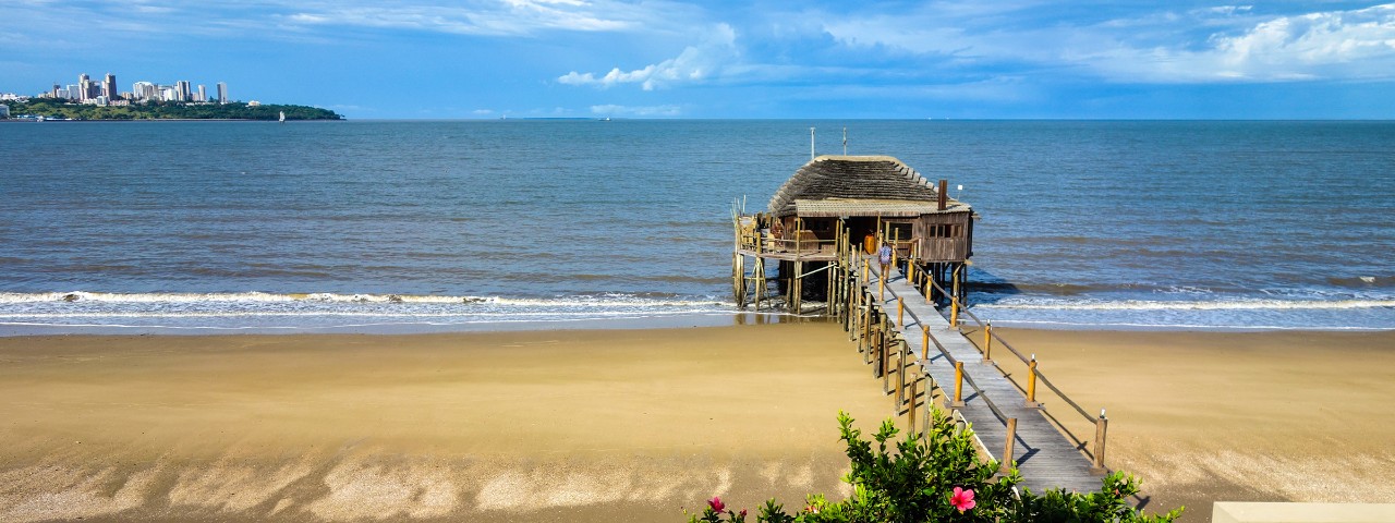 beach with cityscape in far back