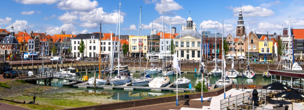 The harbor of Vlissingen, a city in the province of Zeeland, in the Netherlands.